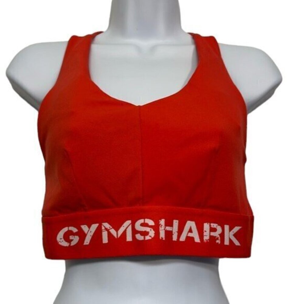 Women’s Gymshark Red Orange Racerback Sports Bra Size Large EUC #7748